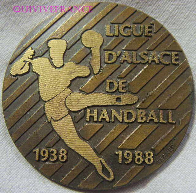 Médaillette UFOLEP Hand-ball - Ligue Française De L'Enseignement - Or Plaqué - XXème