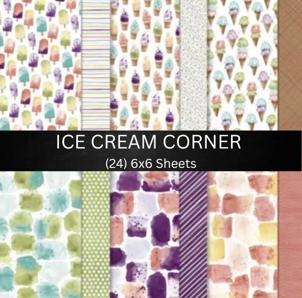Paletas de papel Stampin Up HELACREAM CORNER serie de diseñador - (24) hojas de 6x6
