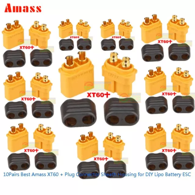 10Pairs Best Amass XT60 + Plug Connector Sheath Housing for DIY Lipo Battery ESC