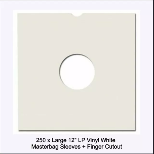 White 12" Lp Vinyl Record Large Card Masterbag Sleeve Wallets Finger Cutout 300