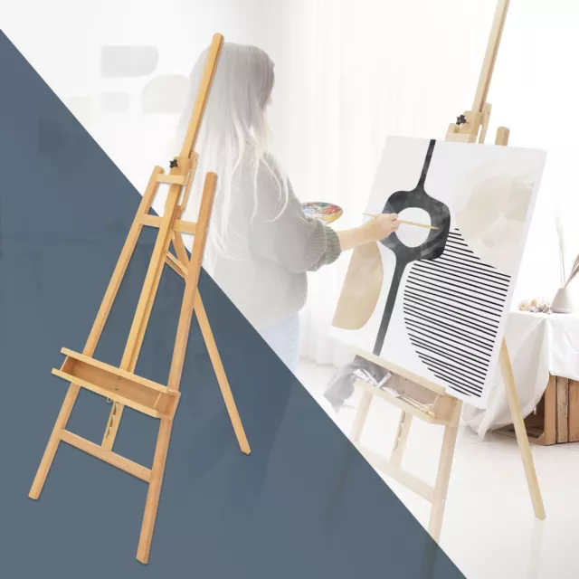 Grand chevalet d'atelier peinture en bois pliable avec support de toile réglable