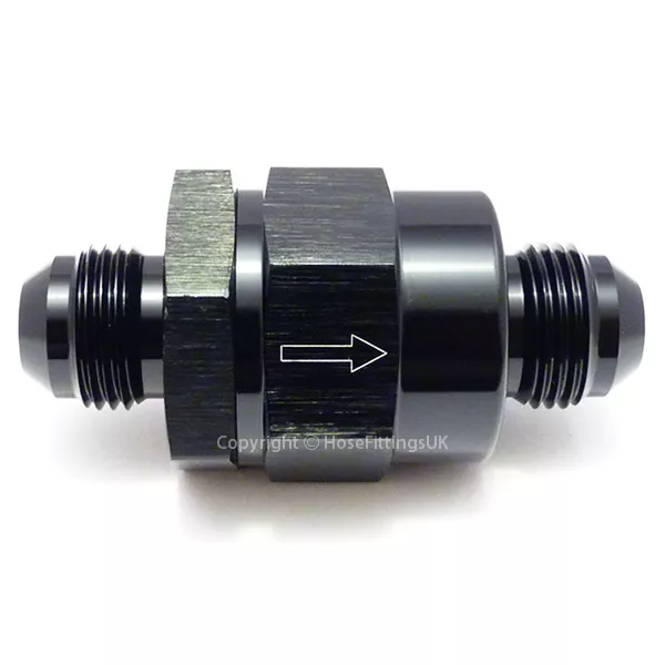 AN-6 BLACK ONE WAY NON-RETURN CHECK VALVE Fuel Inline EFI Hose Fitting Adapter
