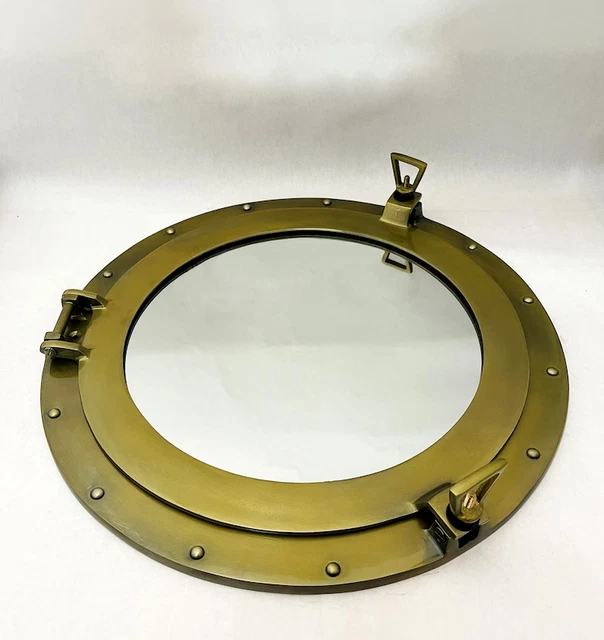 Nautisches Bullauge aus antikem Messing, 30,5 cm, Schiff, Boot, Fenster-...
