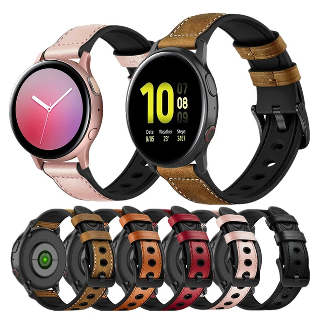 Armband für Samsung Galaxy Watch Active 2 44mm 40mm, Hybrid Leder Silikon Band