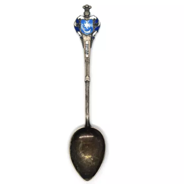 Andenkenlöffel aus 800er Silber OELDE Wappen emailliert Silver Souvenir Spoon