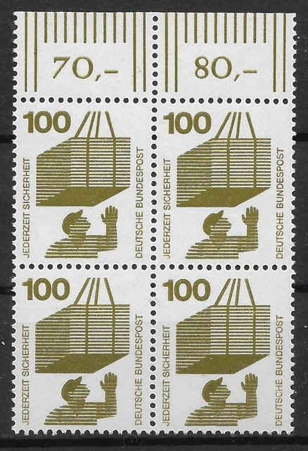 Bund 1972 ** Mi 702 Unfallverhütung 100Pf Viererblock VB 4er Oberrand OR 03747C