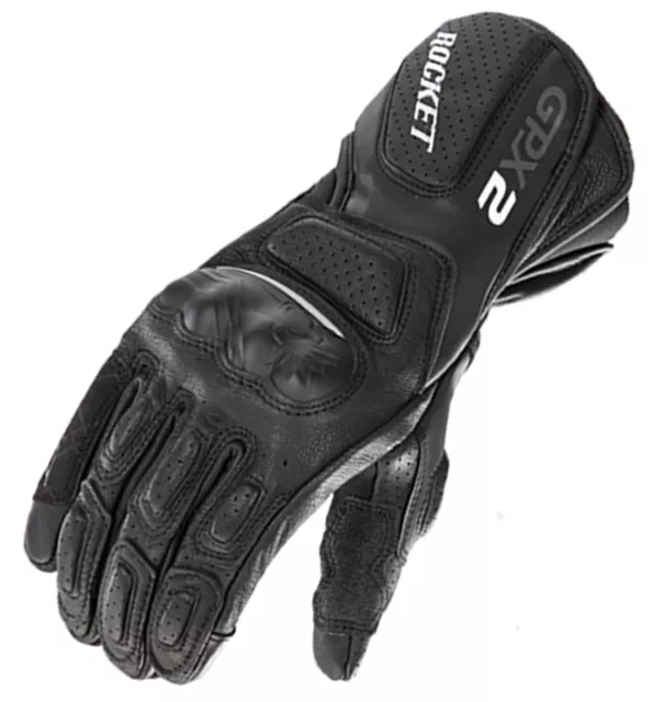 Joe Rocket GPX 2.0 Mens Leather Motorcycle Gloves Black/Black