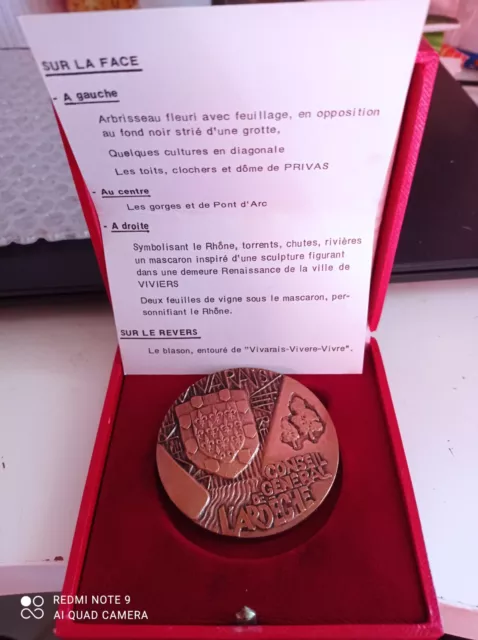 Médaille bronze Conseil General de l'Ardeche