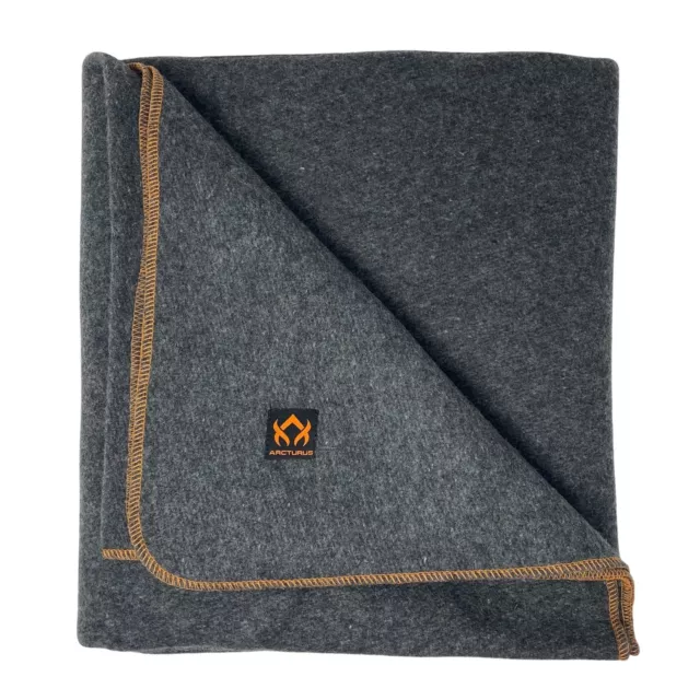 Arcturus Wool Blanket - 4.5 lbs, Warm, Washable, 64" x 88" (Military Gray)