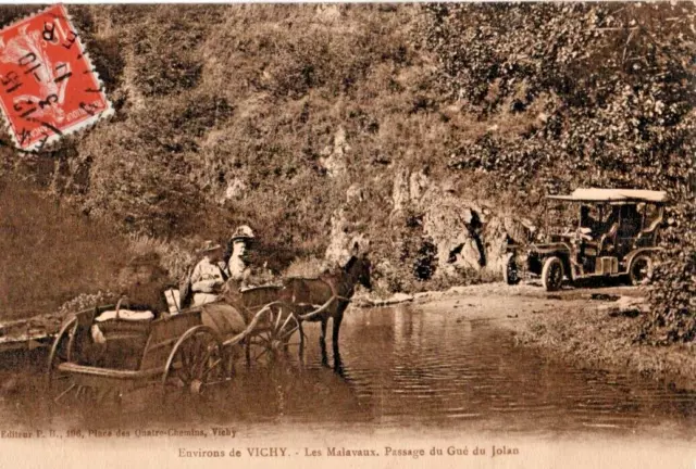 03 Cpa   Animee 1911 Environs De Vichy Les Malavaux Passage Du Gue Du Jolan