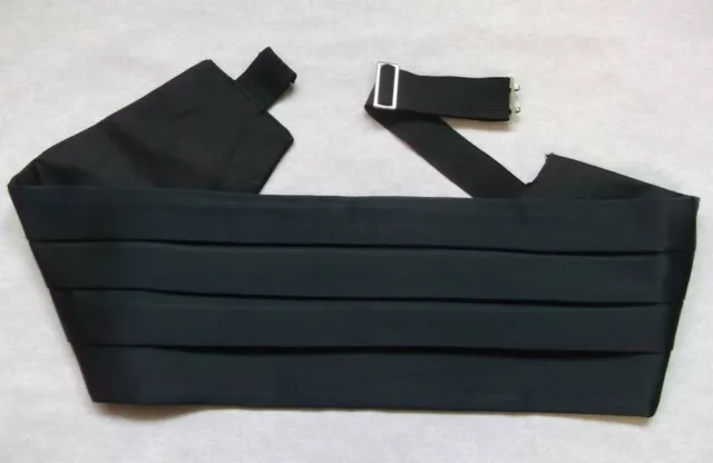 Black Cummerbund Mens Broad Sash Adjustable Pleated Classic