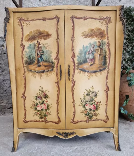 Antique French Wardrobe Louis XV Style Hand Painted Armoire