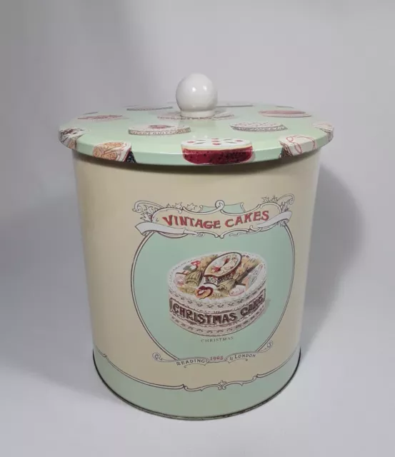 'Vintage Cakes' -  Biscuit Tin Barrel with Lid