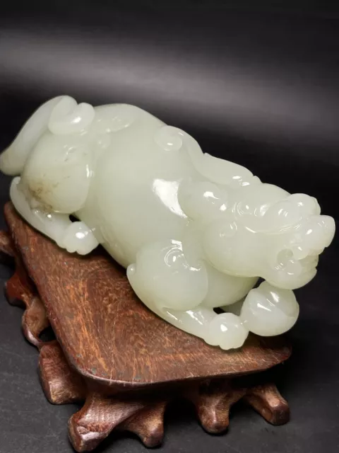 Chinese Exquisite Handmade Brave Troops carving Hetian Jade Statue