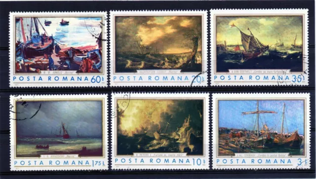 RUMANIA / ROMANIA   año 1971  yvert nr. 2626/31  usado  pinturas - barcos