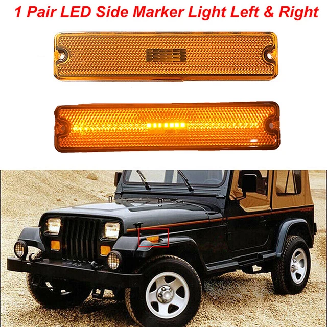 1 Pair Front Side Bumper Fender Signal Light For Jeep Wrangler YJ 1987-1995 94