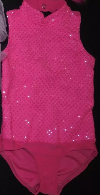 NWT HOT PINK Beauty Pageant DanceTap Clogging Costume Leotard X Small child 2