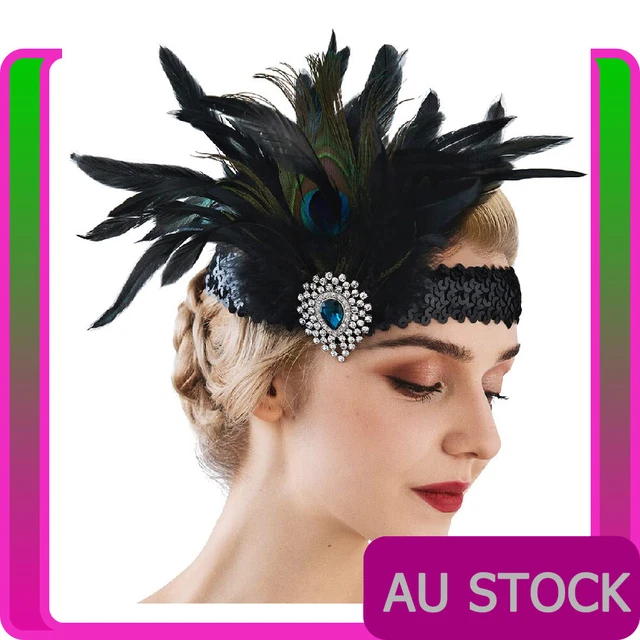 20s Peacock Gatsby Headpiece Flapper 1920s Costume Headband Feather Gangster