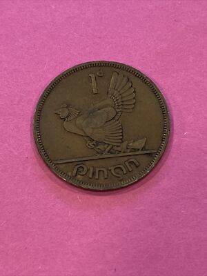 1942 Irish One Penny Coin Ireland 1d 80th Birthday Gift Hen Chicks WWII Lucky