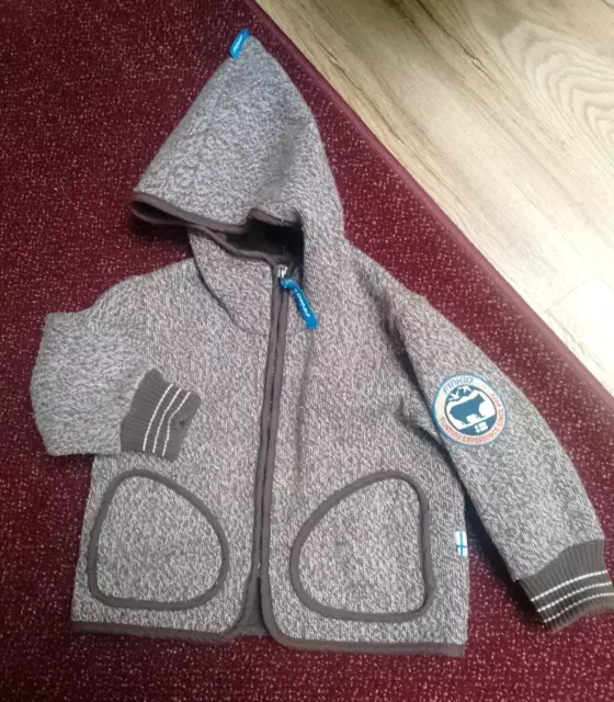 FINKID Tonttu Jacke Strick Gr.80/90 1-2 Jahre Kinderjacke Fleecefutter Neuwertig