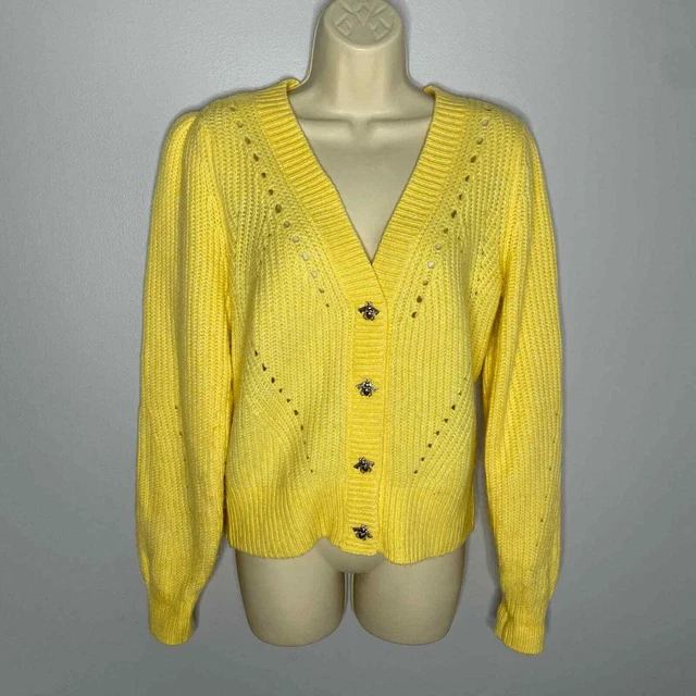 WHBL Honey Bee Cardigan Yellow Cardigan Casual Women's Medium