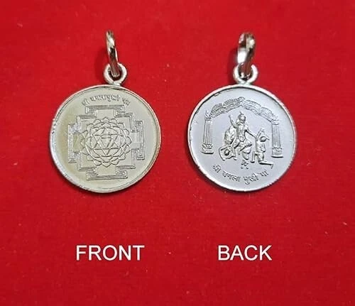 Pendentif Sri Shree Shri En Asthadhatu - Perles Rudraksha 5 Faces Pour La Paix Et La Prospérité