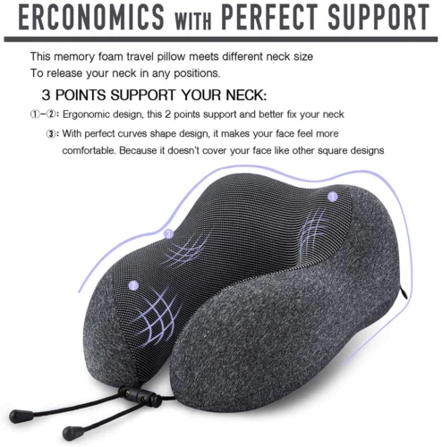 U-Shaped Memory Foam Rebound Travel Pillow Neck Support Head Rest Airplane Sleep 7