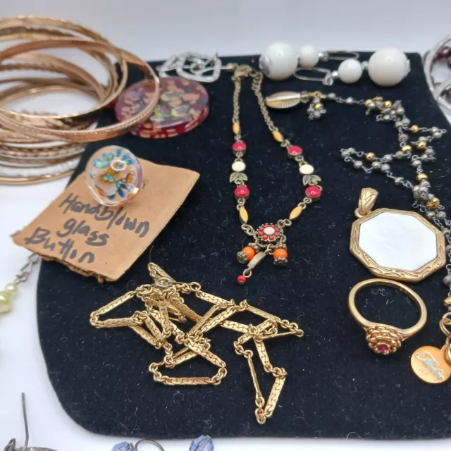 Vintage To Now Jewelry Lot Estate Costume Wearable Enamel Glass Rhinestone Look