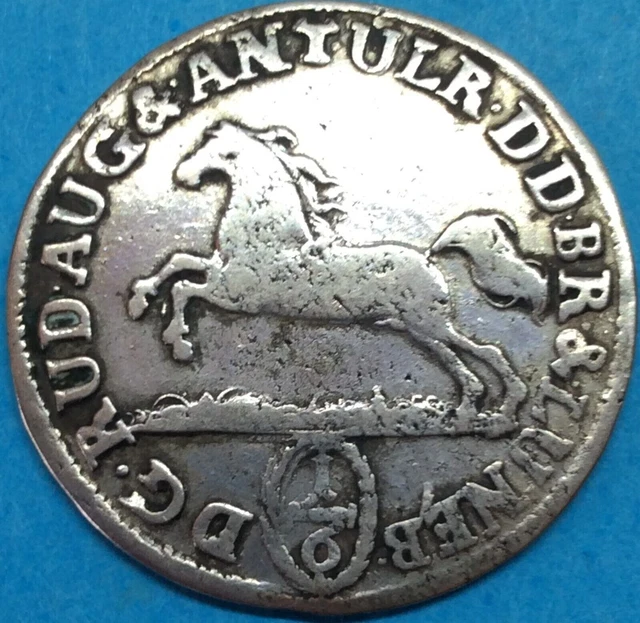 1696 1/6 Taler VI Mariengroschen German States Braunschweig - Wolfenbüttel Ag