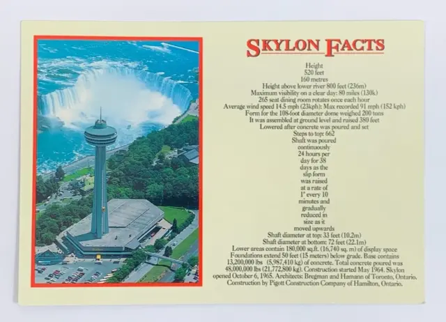 Skylon Tower and the Canadian Horseshoe Falls Niagara Falls Postcard Ontario