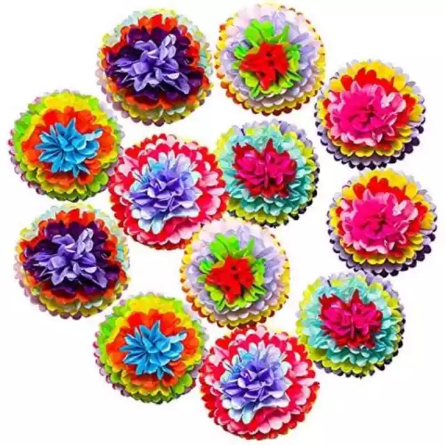 Cinco De Mayo Decorations Fiesta Tissue Pom Paper Flowers 16" (Set of 12)