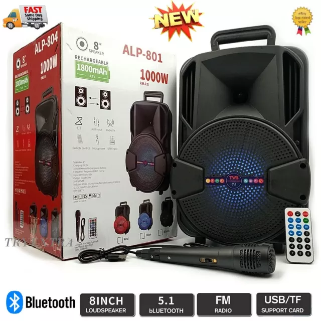 Portable Wireless Bluetooth Speaker Rechargeable LED Party HiFi Bass USB Remote