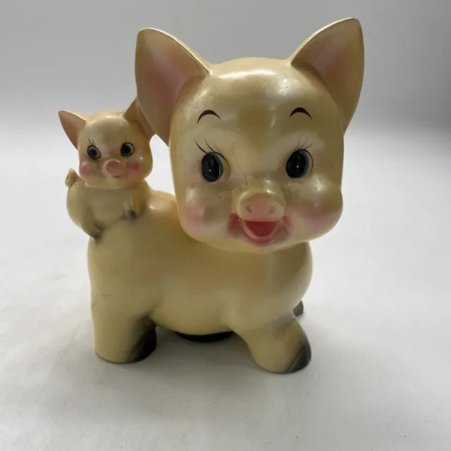 Vintage Yellow Ceramic Piggy Bank Lusterware Japan 6.5” x 5” x 3”