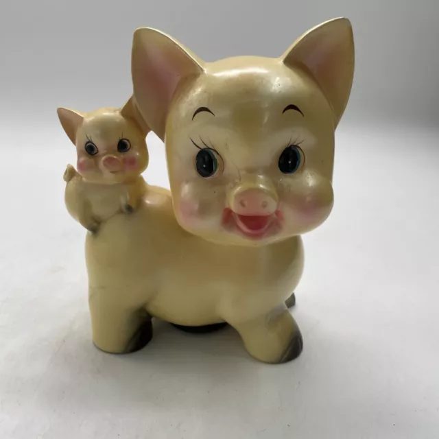 Vintage Yellow Ceramic Piggy Bank Lusterware Japan 6.5” x 5” x 3”
