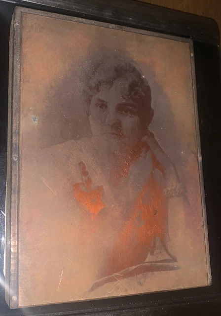 Leacy Naylor Green-Leach Antique Copper Plate Printing Block Portrait ** Read**