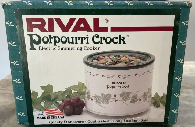 ‘87 Vintage Rival Potpourri Crock Electric Simmering Pot Pink & White Lace  #3207