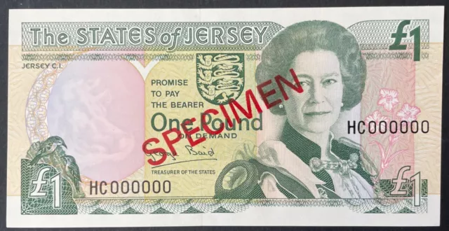 Jersey One Pound Specimen Banknote G.Baird Prefix HC
