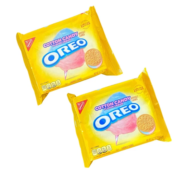 2 NABISCO OREO Cotton Candy Flavored CREME Sandwich Cookies Limited