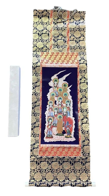 [JAPANESE KAKEJIKU] BUDDHIST Artgold Paper Thirteen Buddhas 4 Shaku ...