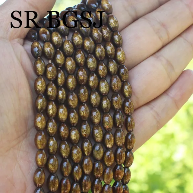 "Cuentas de joyería de piedras preciosas de coral dorado olivar natural de 5x8 mm cadena 15"