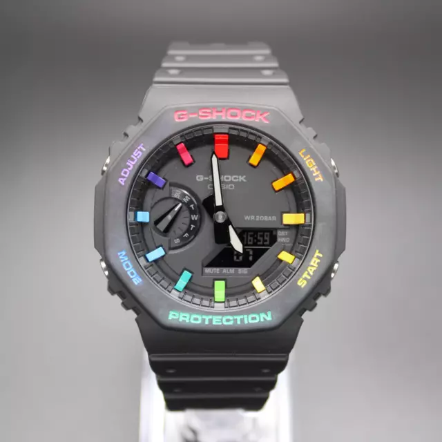 CasiOak - Custom G-SHOCK "CLASSIC RAINBOW" - Casio GA2100 Mod - Herrenuhr 44mm