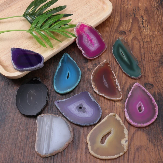10 Pcs Achat Quarz Achatscheiben Steinplatte Geode Schneidet Masse Mit Löchern