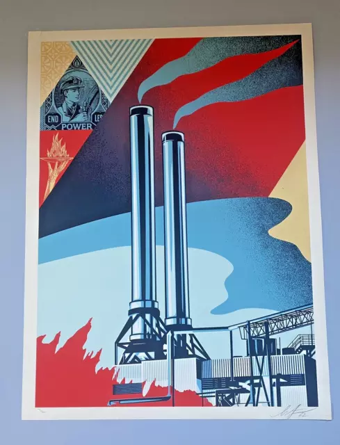 Shepard Fairey (Obey), Factory Stacks Endless Power, 2022, Siebdruck