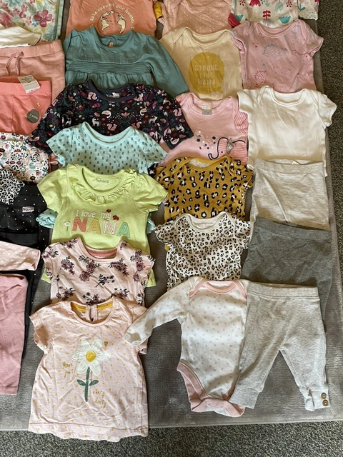 Large baby girls age 0-3 months tops bottoms and vest bundle inc george & others 5