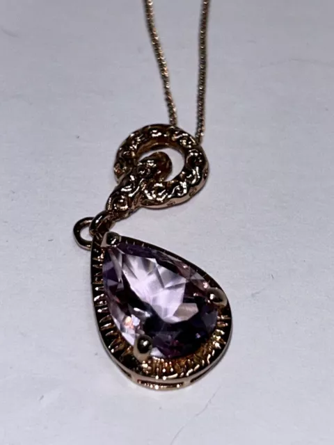 Stunning Rose De France Amethyst Set In Rose Gold Plated 925 Sterling Silver New