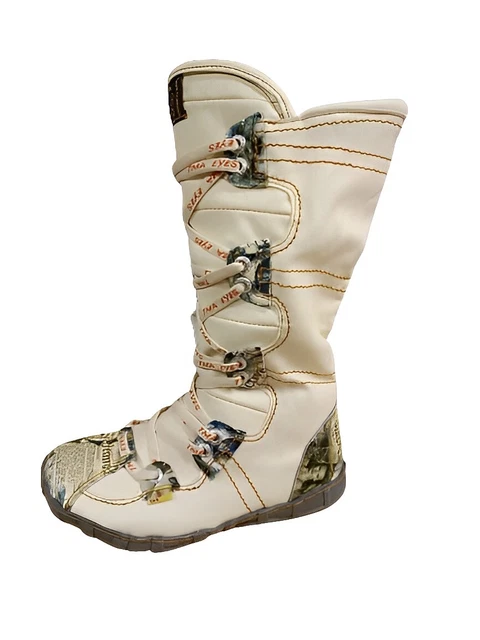 TMA 2018-N Femmes Hiver Bottes Fourrées Cuir Véritable Blanc Gr. 37 Neuf 2.Wahl