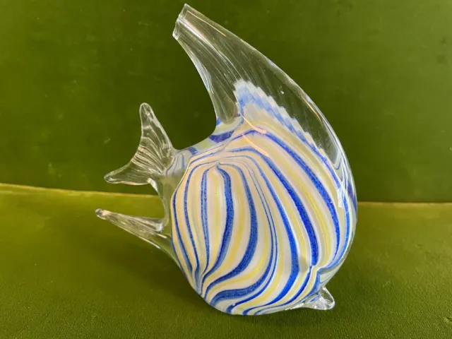 Murano Style Hand Blown Art Glass Multi Color Fish Paperweight Figurine