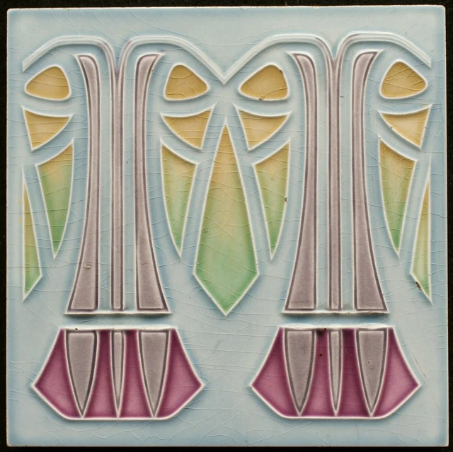 Attractive Original  antique Art Nouveau tile C 1900 Meissen