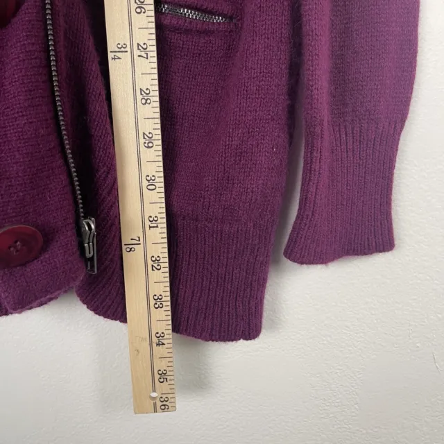 Valette Sweater Womens Medium Purple Soft Cashmere Zip Grandpa Button Cardigan 3