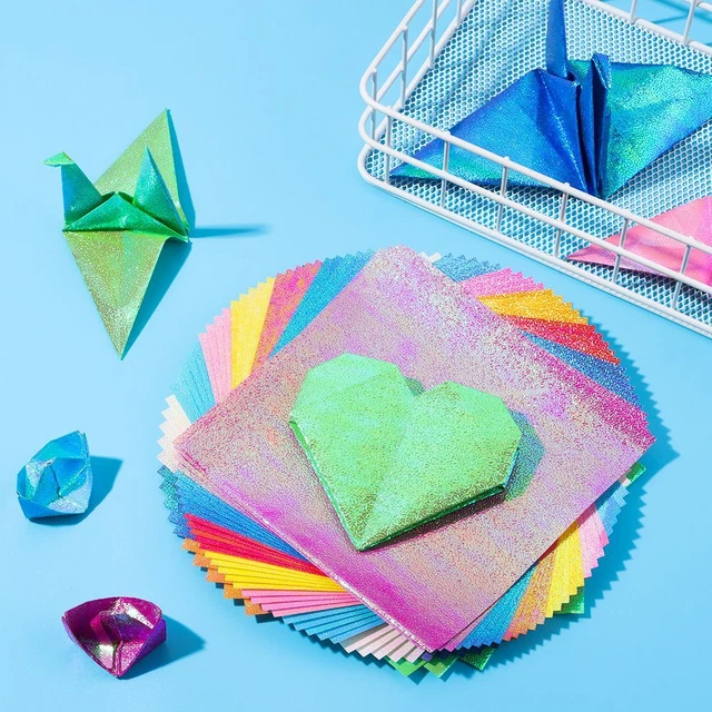 100 Feuilles Origami Brillant Or Et Argent 10x10cm - Papier Pliage Loisir Créatif